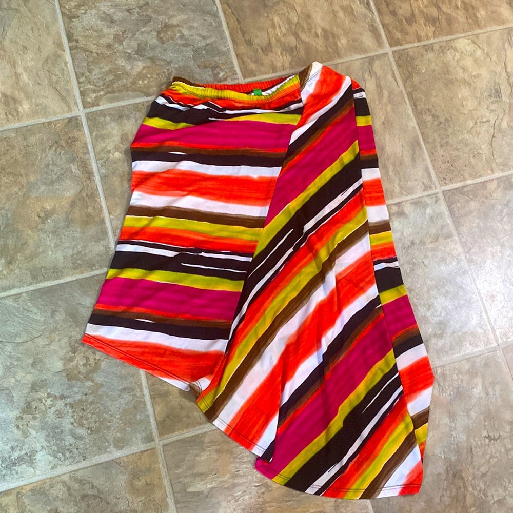Lofie-Bright and striped asymmetrical skirt